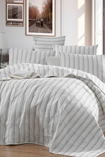 Enlora Home İpliği Boyalı Çok Amaçlı Örtü Tek Kişilik Hamiltan Bej