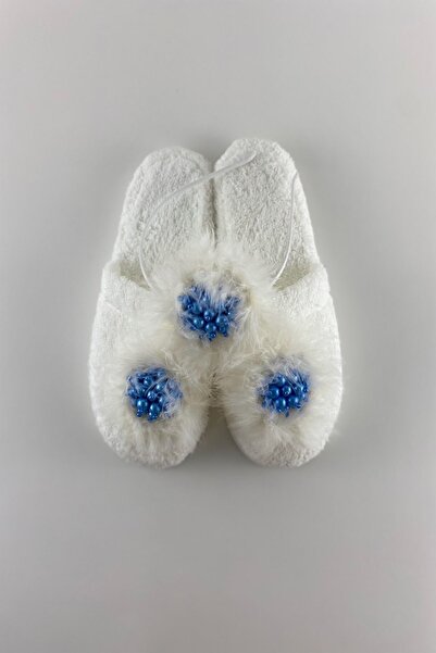 ByLohusa تاج ونعال للحوامل من ريش اللؤلؤ الأزرق من إيفورت