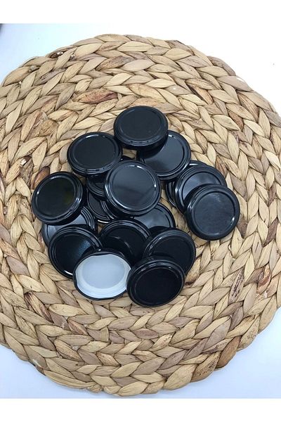 Multiamo Black Colored 53mm Canning / Jar Lid with Metal Lid - 20 Pieces
