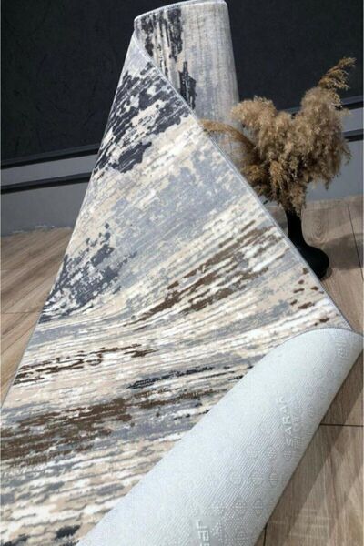 Sarar Jel Kaymaz Taban Yıkanabilir Yumuşak Yüzey Kesme Halı Yolluk As-015 Gri