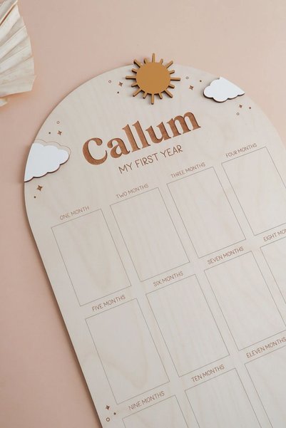 AHWART First Year Themed Name-Customized Baby Photo Board My First Year Photo Board for 12 Months