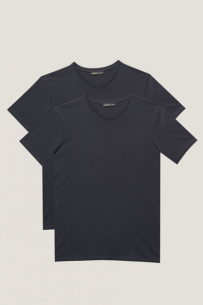 ALTINYILDIZ CLASSICS Πακέτο T-Shirt 2 τεμαχίων για ανδρικό Navy Blue με στενή κοπή με λαιμόκοψη 100% βαμβάκι