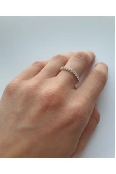 Be Best خاتم حجري مرن فضي اللون للنساء CD134