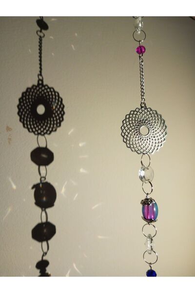 lalogludesıgn Metal Çicek Aparatlı Mavi Pembe Boncuklu Kristal Taşlı Pencere ...