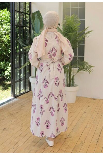 kum incisi Purple Hijab Detailed Casual Dress