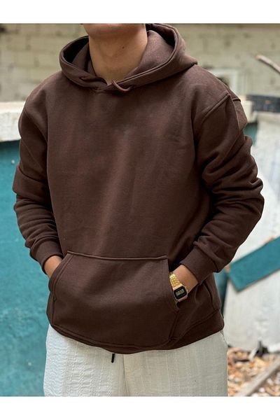 DEEPSENCE Καφέ Oversize Hooded Unisex Φούτερ - DREAM Back Printed
