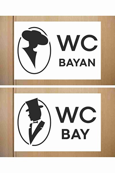 zafrakreklam Wc Bay - Byan 2 Pieces Size 10X15Cm Sign Board Pvc (Plastic)