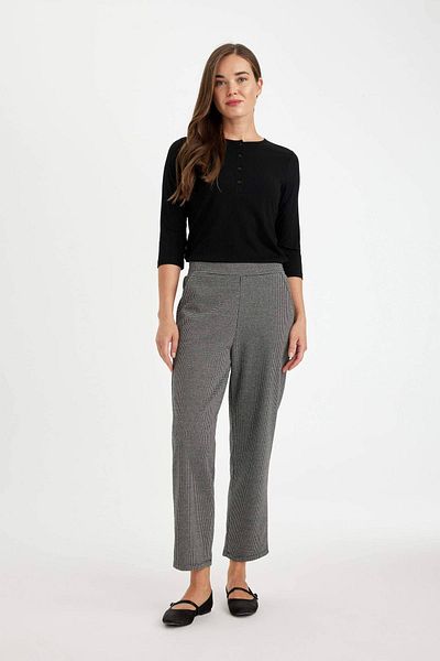DeFacto Houndstooth Pattern Drawstring Relaxed Fit Joggers