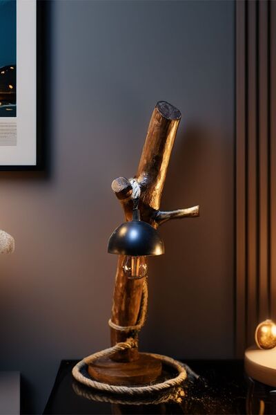 Celestia Doğal Ağaç İskandinav El Yapımı Ahşap Lambader Abajur Oturma Odası Yatak Odası Rustik Aydınlatma