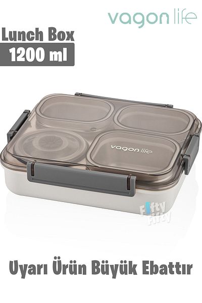 Vagonlife 1200 ml Large Size - Leak Proof and Non Mixing 4 Compartment Lunch Box, New Generation Lunch Box - Ff7080