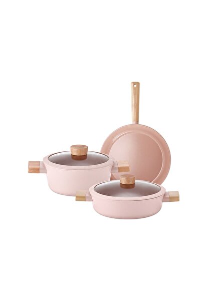 NEOFLAM Blossom 5 Piece Ceramic Coated Cast Iron Cookware Set with Glass Lid