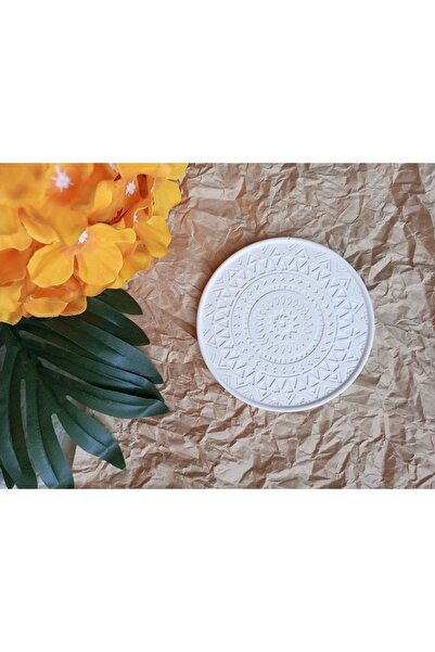 Home Mandala Patterned White Coaster / Jewelry Plate