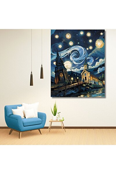 LİLYHOBBYLAND Sayılarla Boyama Hobi Seti Yıldızlı Gece 2 (ÇERÇEVELİ-RENKLİ BA...