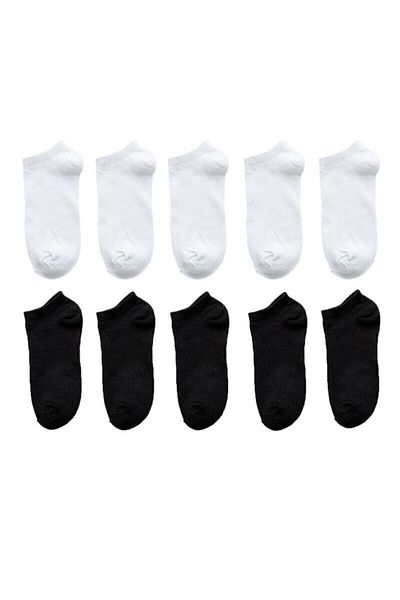 Zirve Μποτάκια Unisex 10 Ζευγών Koton Οικονομικά Μαύρα + Λευκά Χρώμα