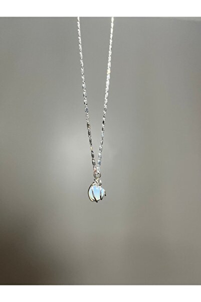 Women's Silver Rhodium Plated Knitted Natural Moonstone Necklace