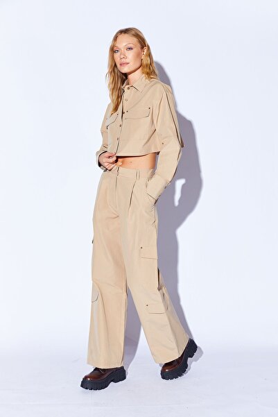 EDITION WOMAN Bej Kalın Soft Dokulu Çift Cepli Kadın Pantolon | EK10009006