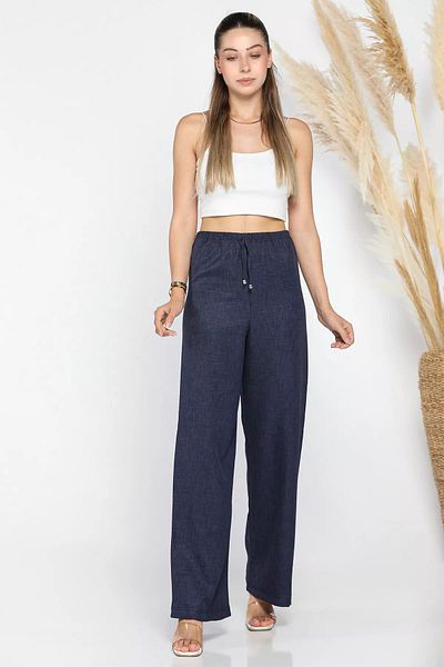 GÜLSELİ Pantaloni de damă bleumarin cu talie elastică