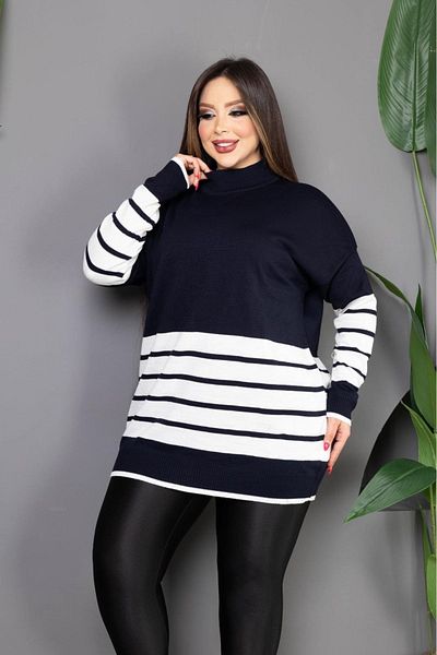 Online Ultra Comfortable Winter Striped Knitwear Tunic