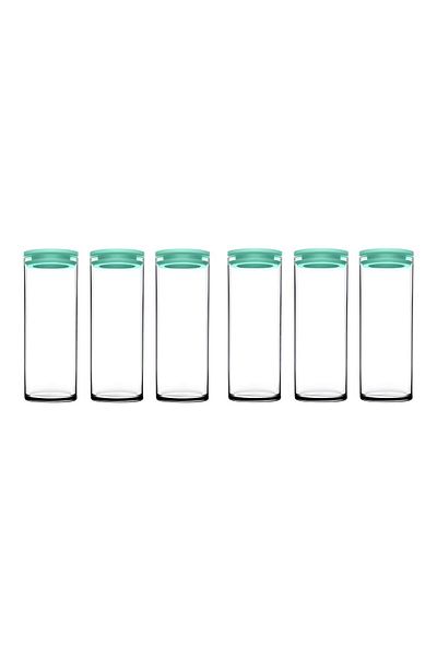 Paşabahçe 43756 Vacuum Glass Jar - Glass Food Storage Container Set of 6 Turquoise