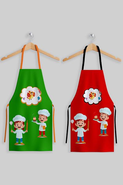 AYSHOME Ays Home 2-Piece Green Red Children's Activity Kitchen Apron Set