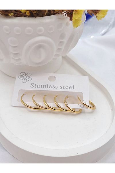 ilvesa shop 6-Piece Steel Ring Set - Earrings