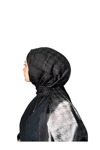MİYA Jacquard Black Houndstooth Patterned Shawl