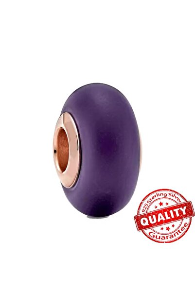 POSEİDONS JEWELLERY 925 Ayar Gümüş Mor Renk Tarz Murano Cam Charm