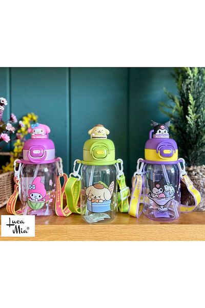 Luca Mia Sanrio Pompompurin Melody 550ml Water Bottle with Kuromi Character