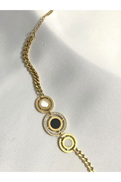 316L Çelik Gold Renk Zirkon Taş Detay Kadın Bileklik