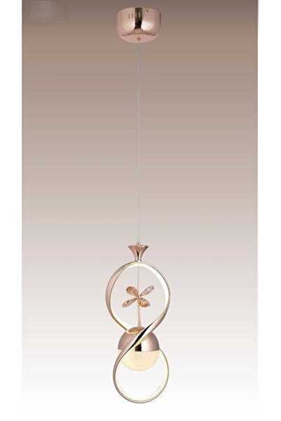 LUCKY LIGHT Sonsuzluk Ledli Rose Gold 3 Renk Ledli Kristal Taç Lı Salon Oturma Odası -hol- Led Avize-