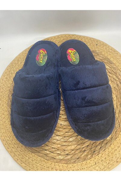 Cross Lacivert Peluş Kaymaz Taban Ev Terlik