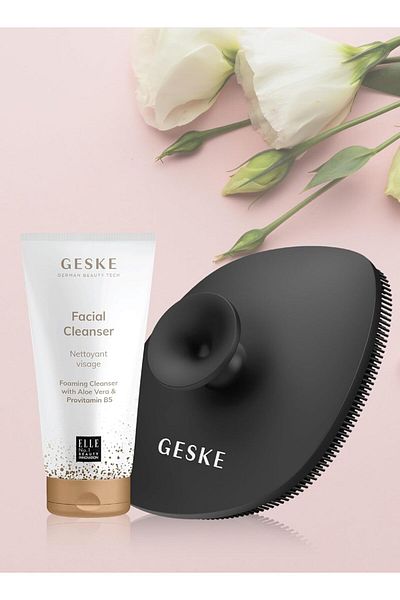 Geske Foaming Cleanser with Aloe Vera & B5 + 5-in-1 Sonic Brush Skincare Set for Radiant Skin Grey
