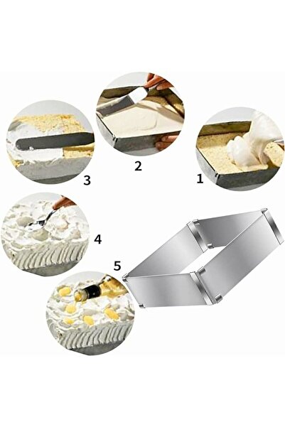 Genel Markalar Yuvarlak Kare Ayarlı Çember 15cm Eğik Spatula 3’lü Pasta Yapım Seti,pasta Başlangıç Seti