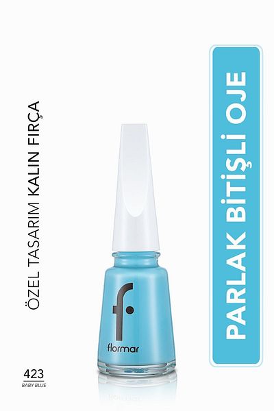 Flormar Nail Enamel Yüksek Pigmentli & Parlak Bitişli Oje Fne-423 Baby Blue