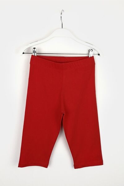Cloise Leggings roșii Capri pentru copii din bumbac și material elastic elastice