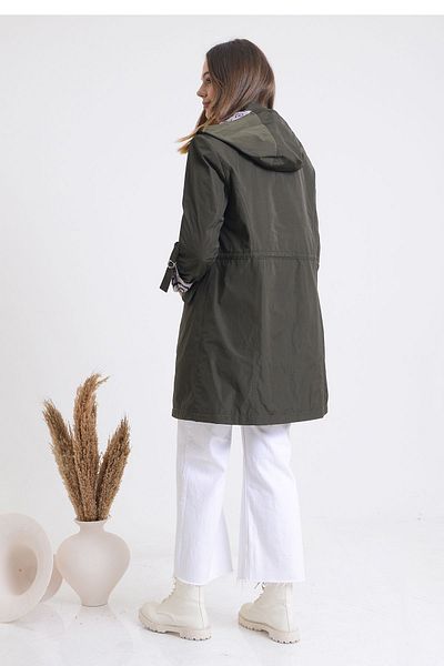 Trenç Hooded and Gathered Waist Araboy Trench Coat