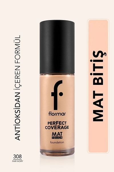 Flormar Matte Foundation with Vitamin E - 308 Fair Ivory - Matte Touch Foundation