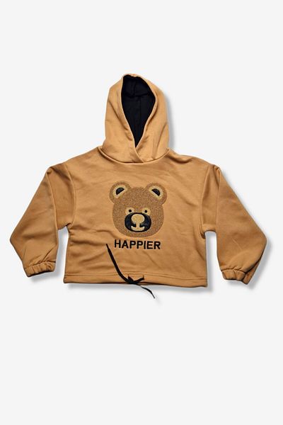 Cloise Hanorac crop top pentru fete cu broderie Happier