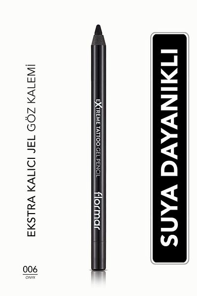 Flormar Water Resistant Gel Eye Pencil (BLACK)-extreme Tattoo Gel Pencil-006 Onyx-8682536028882