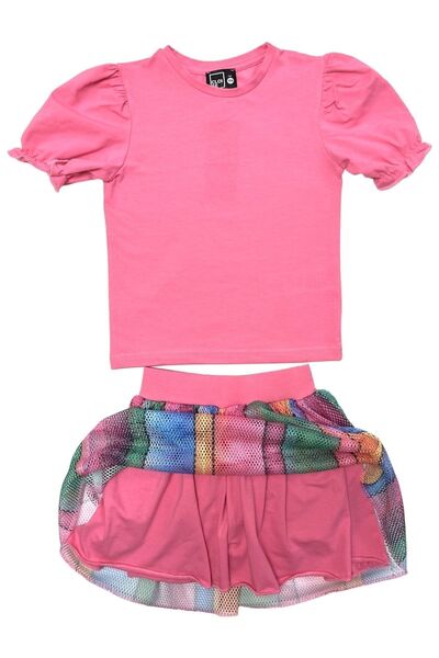 Cloise Set fustă fucsia pentru fetiță cu pantaloni scurți
