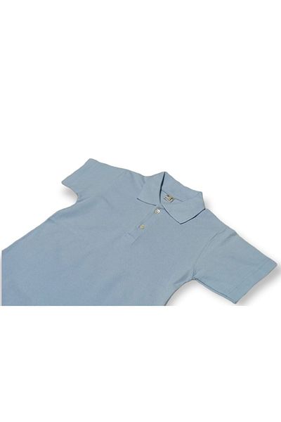 AKL Tricou de școală cu gât polo pentru copii, cu mânecă scurtă, albastru gheață