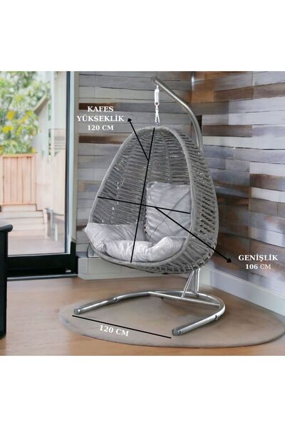 Tu Tienda Rattan Tek Kişilik Bahçe Balkon Ev Salıncağı,beyaz