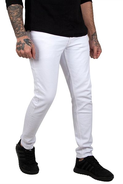 DeepSEA Λευκό Lycra Jeans Skinny Fit Stretchy Denim Παντελόνι 2004157