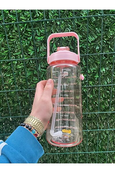 Seram Collection Şeffaf Motivasyon Matara 2000 ml Suluk Su Şişesi - Bpa Içermez