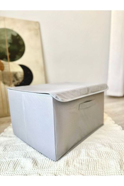 harev home collection 50X40X30 Storage Bag with Gray Lid - In-Cabinet Laundry and Toy Organizer Folding Storage Box