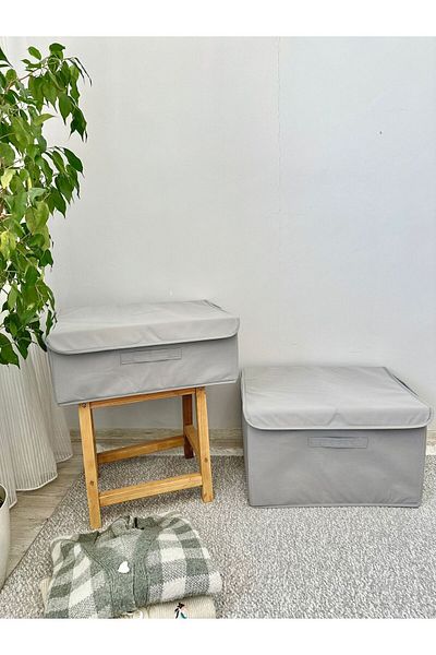 harev home collection 50X40X30 Storage Bag with Gray Lid - In-Cabinet Laundry and Toy Organizer Folding Storage Box