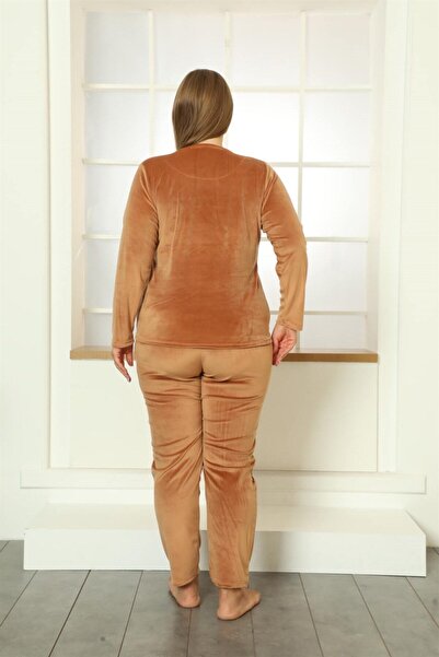 Akbeniz Velvet Large Size Women's Pajama Set - 9074