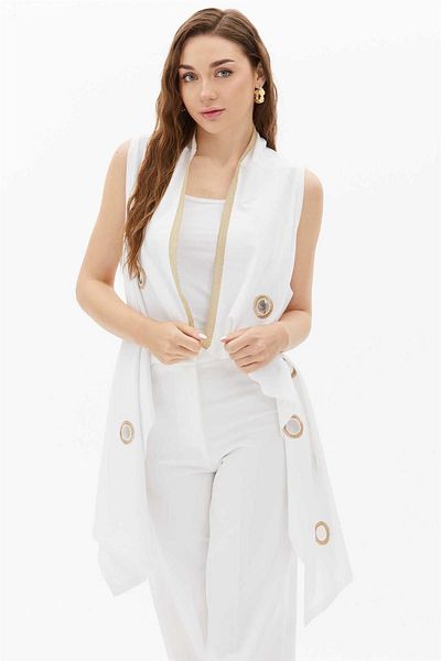 Two Mail Embroidered Casual Knitwear WHITE