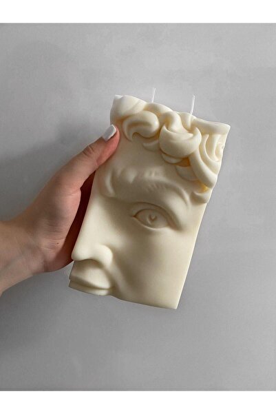 SCA CANDLE Dekoratif Mum Davud Yüzü Kırık Beyaz 16x8 Cm Tekli ürün Modern Dek...
