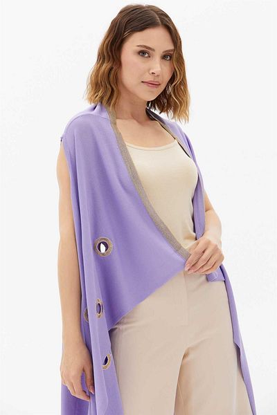 Two Mail Embroidered Casual Knitwear Lilac